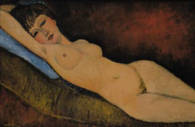 Nudo disteso sul cuscino blu da Amedeo Modigliani